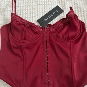 White Fox Boutique Burgundy Satin Corset